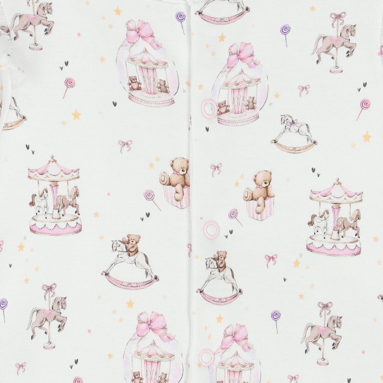 Baby Girls White & Pink Carousel Babygrow, 1, hi-res